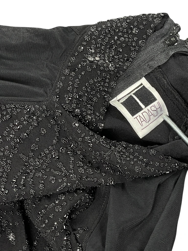 Tadashi Black Beaded High Neck Top (XL)