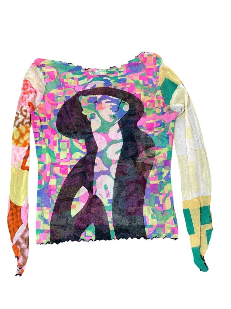 Y2K Mesh Graphic Top (M)