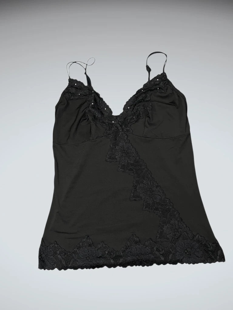 Delicates Black Lace Trim Vintage Top (L)