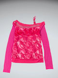 Y2K pink rhinestone mesh sheer top (S)