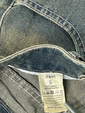 Vintage Denim Skirt with Pocket Stitch (XS)