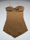 Brown Spaghetti Strap Handkerchief Dress (S)