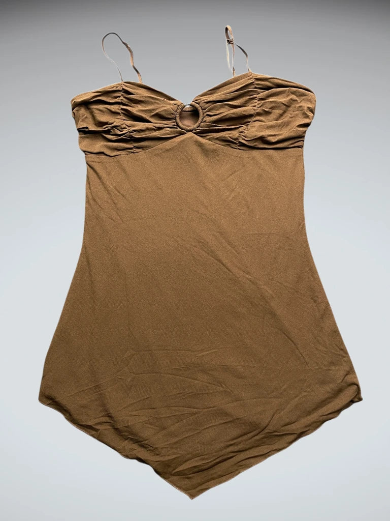 Brown Spaghetti Strap Handkerchief Dress (S)