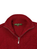 Red Ribbed Knit Sweater with Subtle Pattern (M)