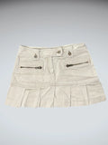 Beige Pleated Hem Skirt with Zip Pockets (S)