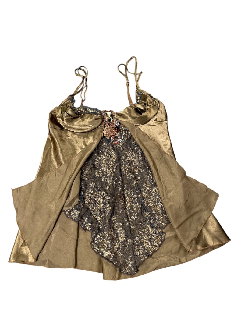 Golden Brown Satin Lace Camisole (S)