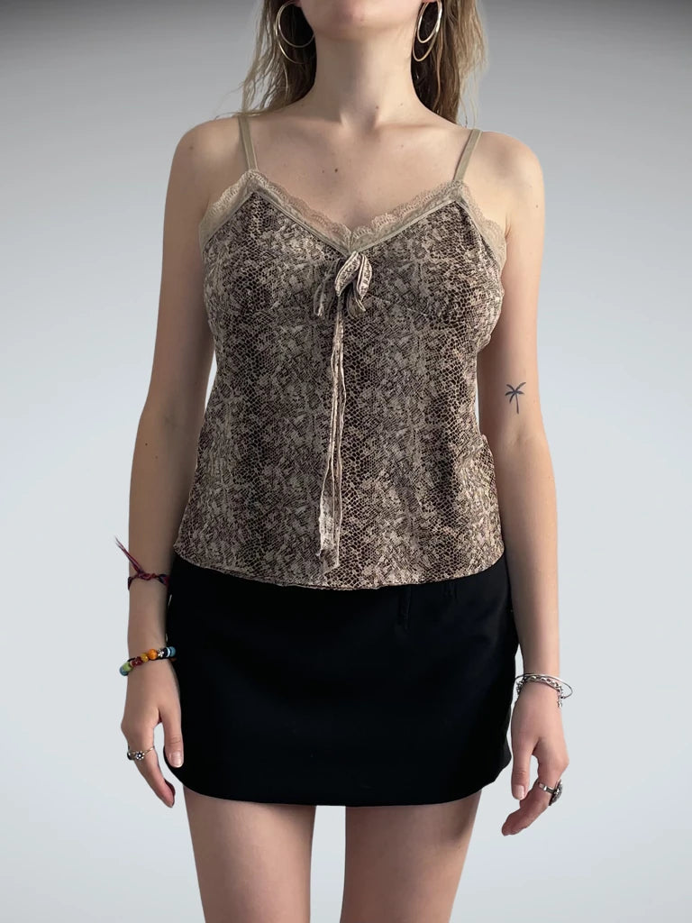 venom kiss – snakeprint lace cami (M)