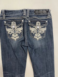 LA Idol Rhinestone Bootcut Denim Vintage Blue (M)