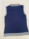 Navy Ribbed Polo Crop Top (S)