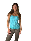 Turquoise Eyelet Hem Zipper Corset Top (S)