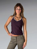 Purple and Black Halter Bikini Top (S)