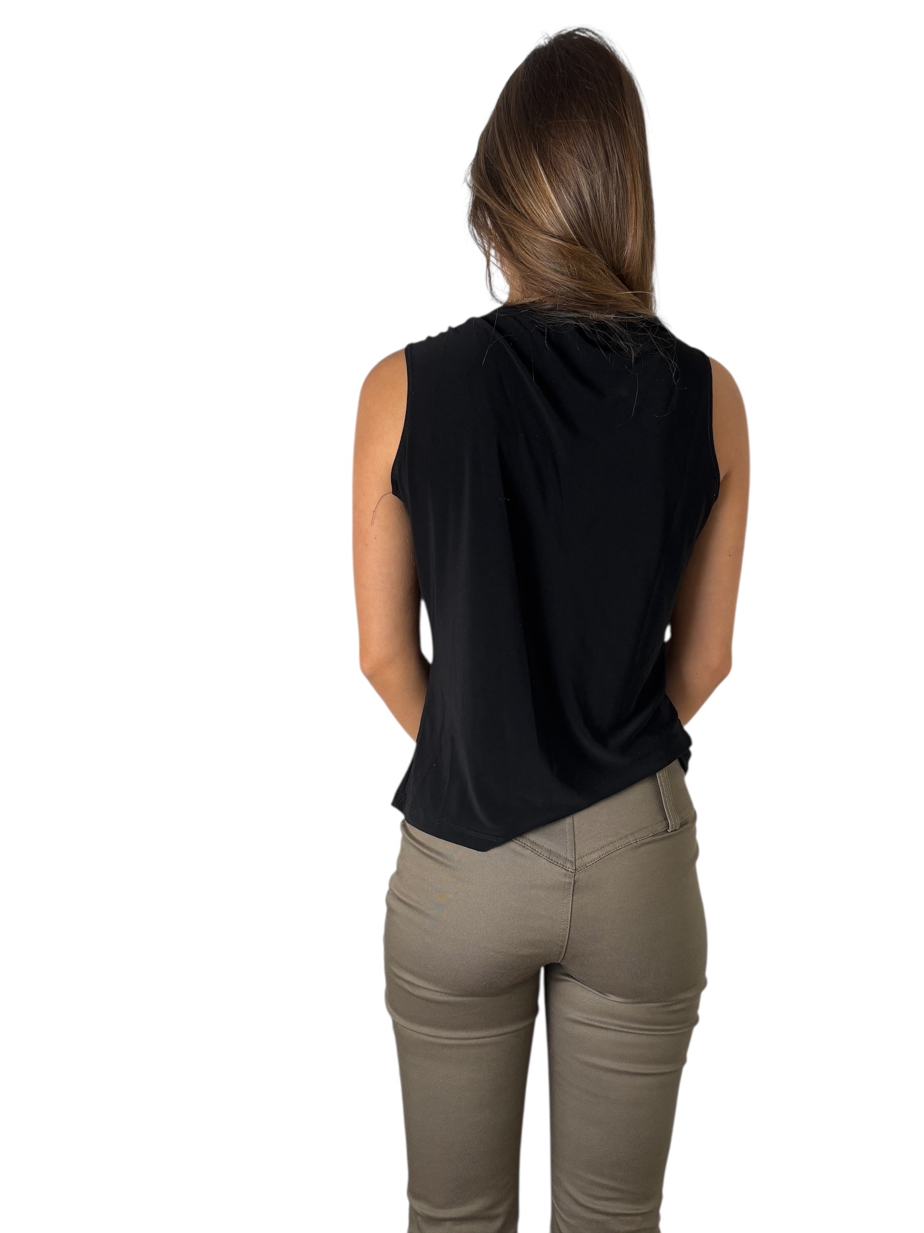 Olivia Page Black Draped Top with Shoulder Detail (M)