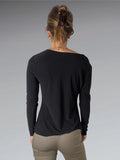 Minimal Knot-Front Long Sleeve Top in Black (S)