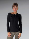 Minimal Knot-Front Long Sleeve Top in Black (S)