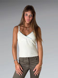 Beige Knit Tank Top with Blue Trim (M)