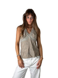 Grey Boho Embellished Halter Top (M)