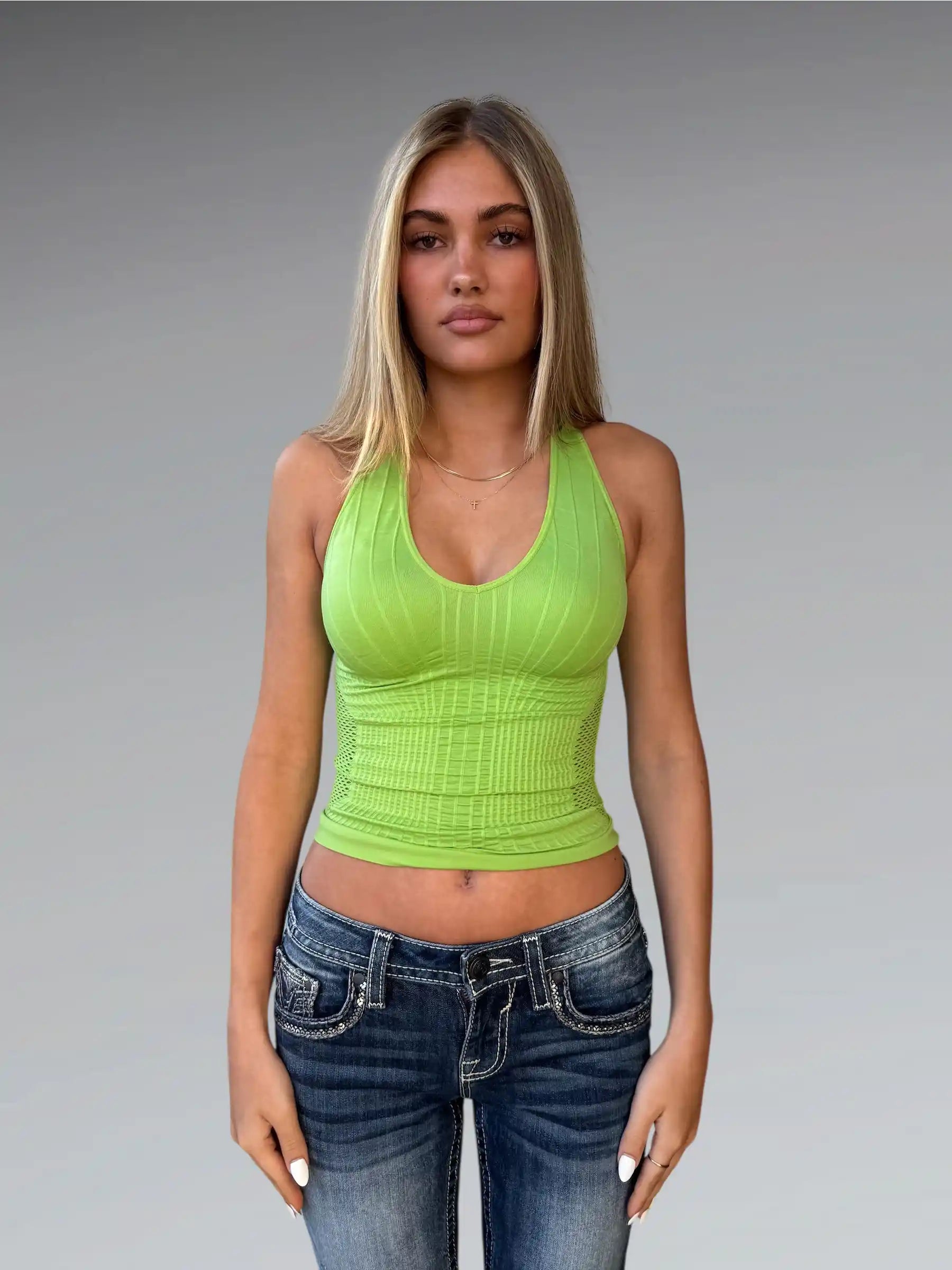 Halterneck Mesh Top in Neon Lime (S)