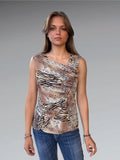 Animal Print Ruffle Vintage Top (M)
