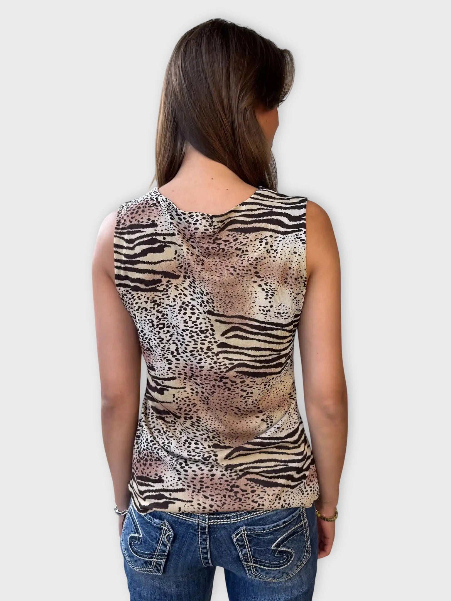 Animal Print Ruffle Vintage Top (M)