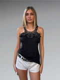 Black Beaded Floral Camisole (S)
