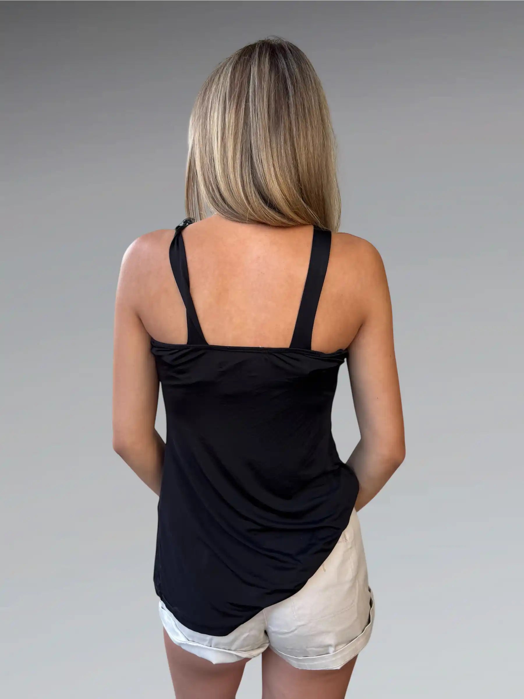 Black Beaded Floral Camisole (S)