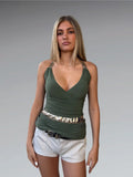 Black purple metallic ruffle top (S)