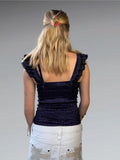 Ruffled Metallic Purple Top (S)