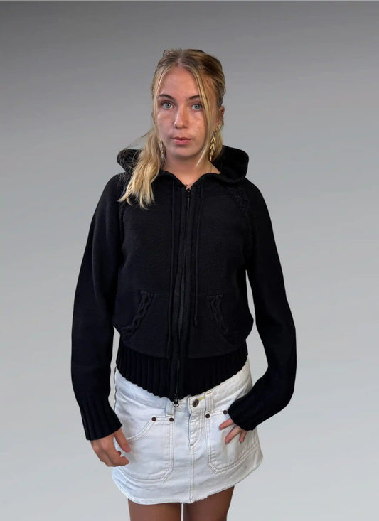 Charcoal Cable Knit Hoodie (M)