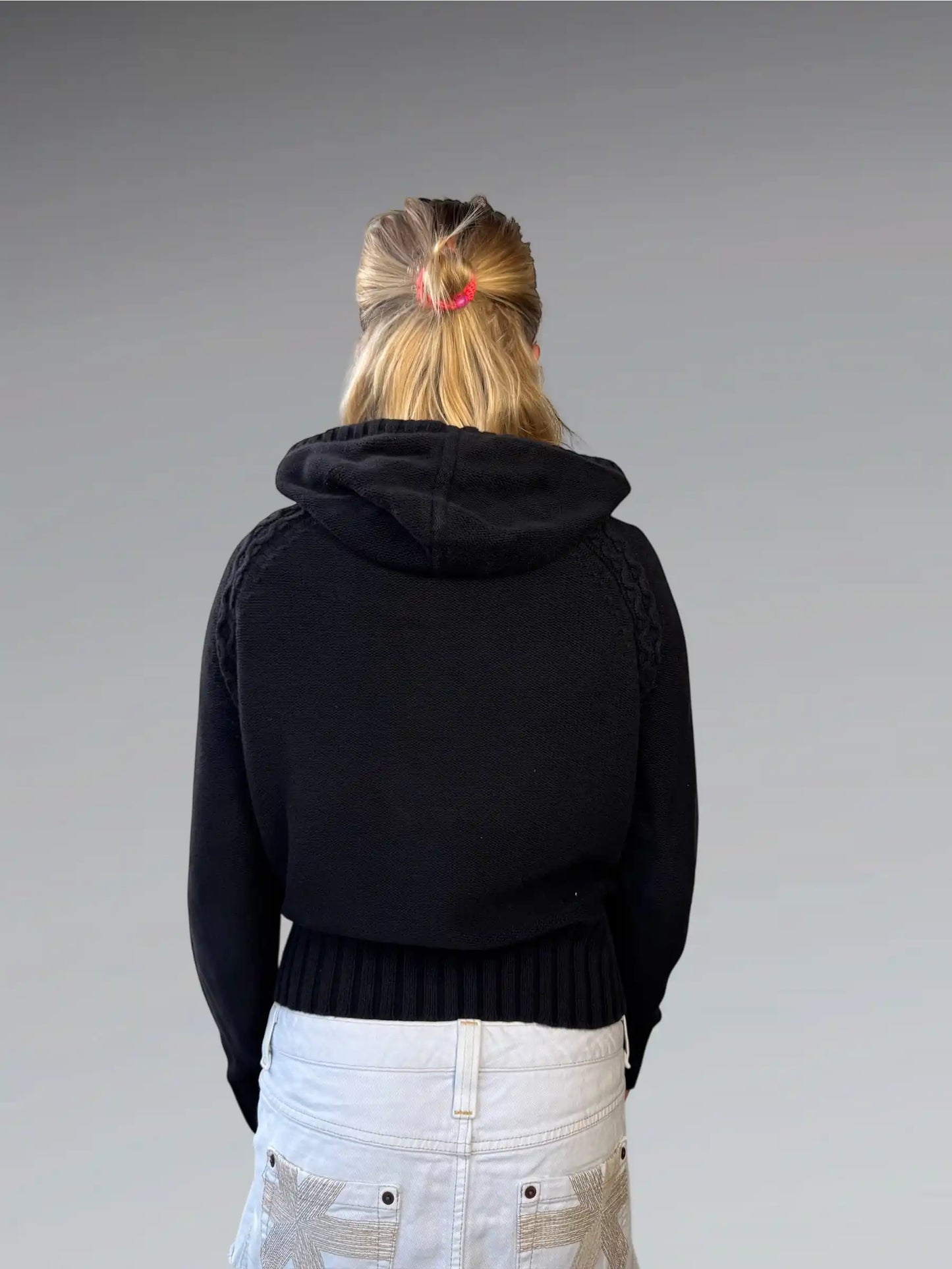 Charcoal Cable Knit Hoodie (M)