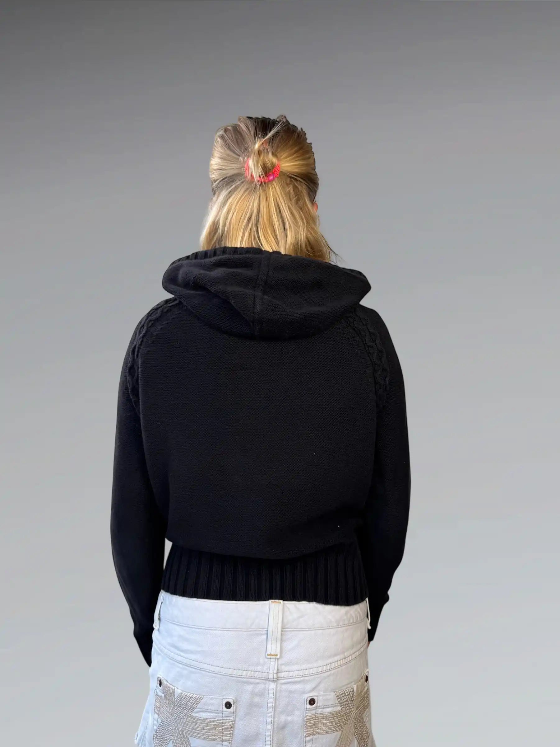 Charcoal Cable Knit Hoodie (M)