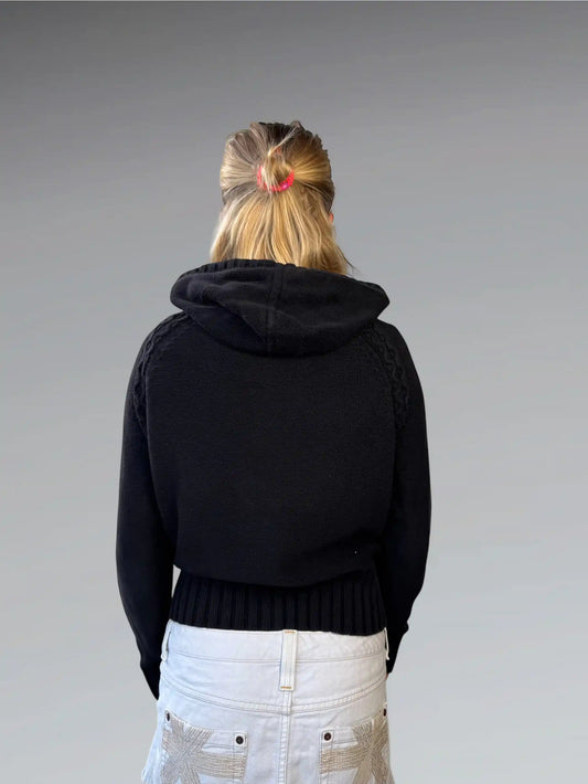 Charcoal Cable Knit Hoodie (M)