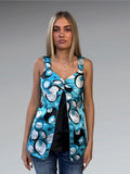 Light Blue Retro Circle Print Tunic Top (S)