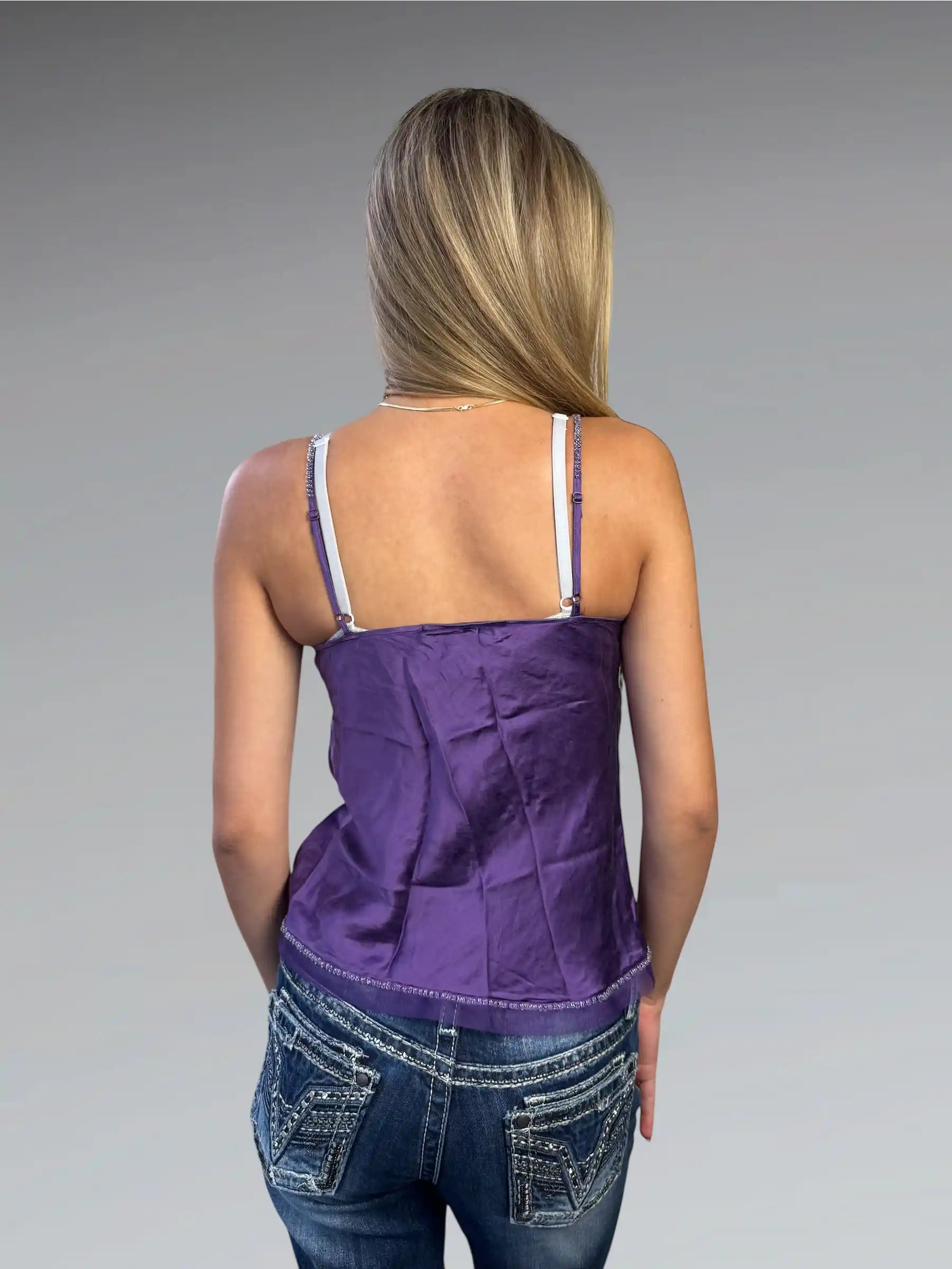 Purple light top with yellow rhinestone (XS)