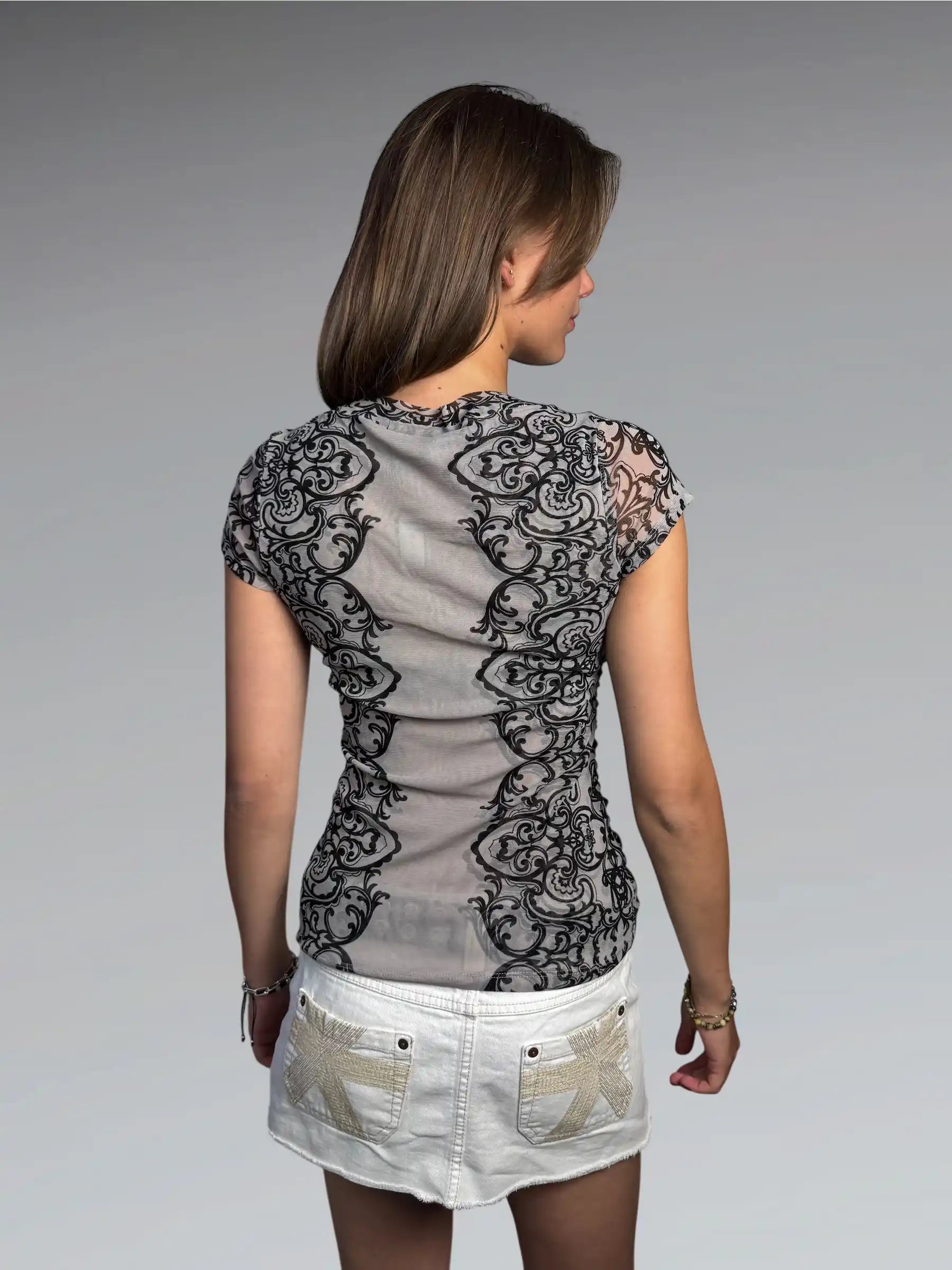 Baroque Print Ruched Top (M)