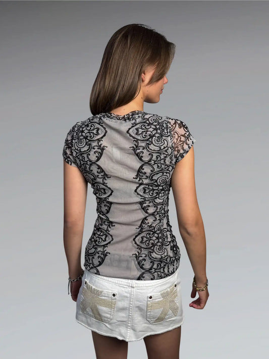 Baroque Print Ruched Top (M)