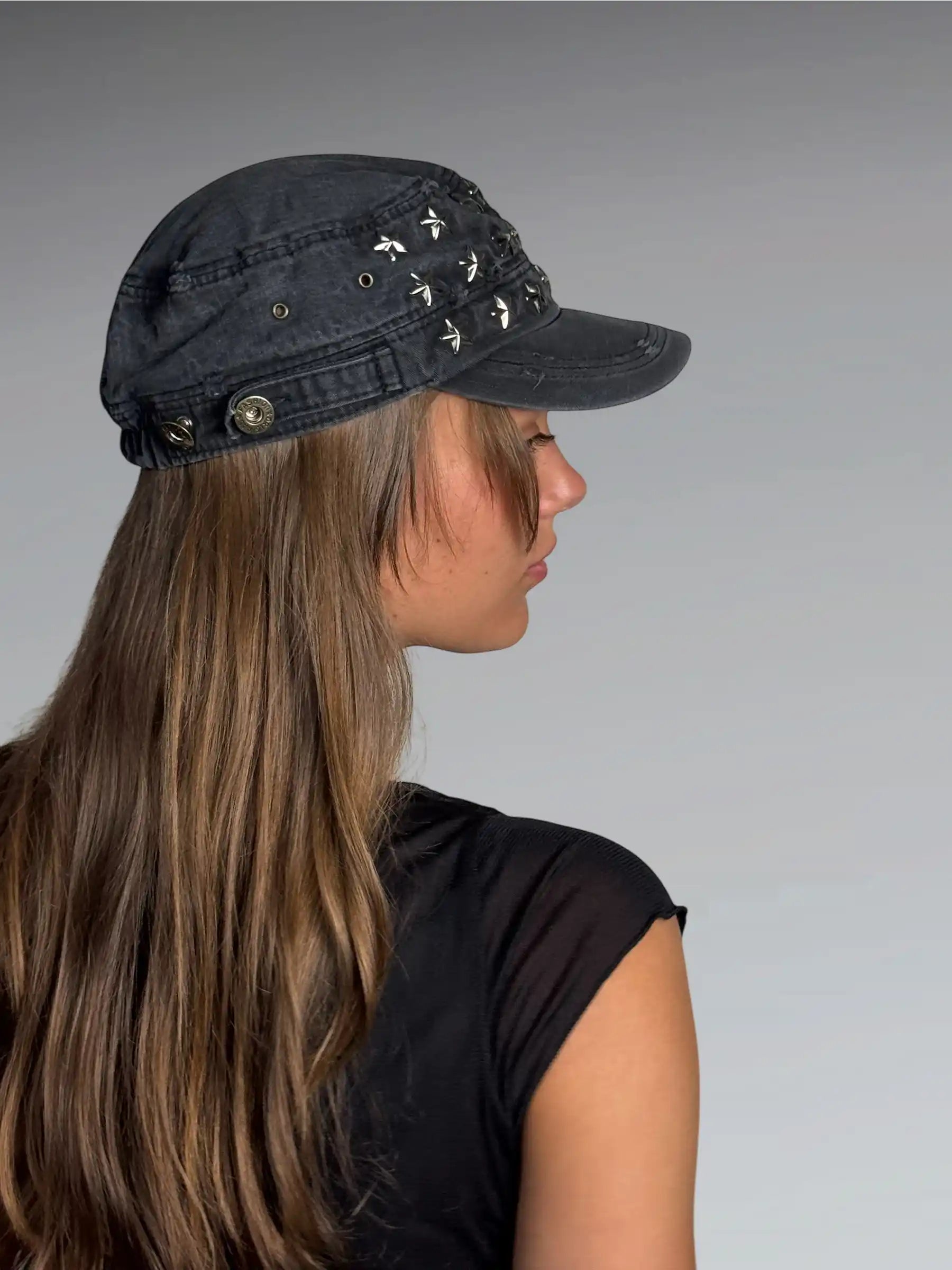 Grey Star Embellished Military Cap (ONESIZE)