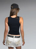Black Rhinestone Detail Tank Top (M)