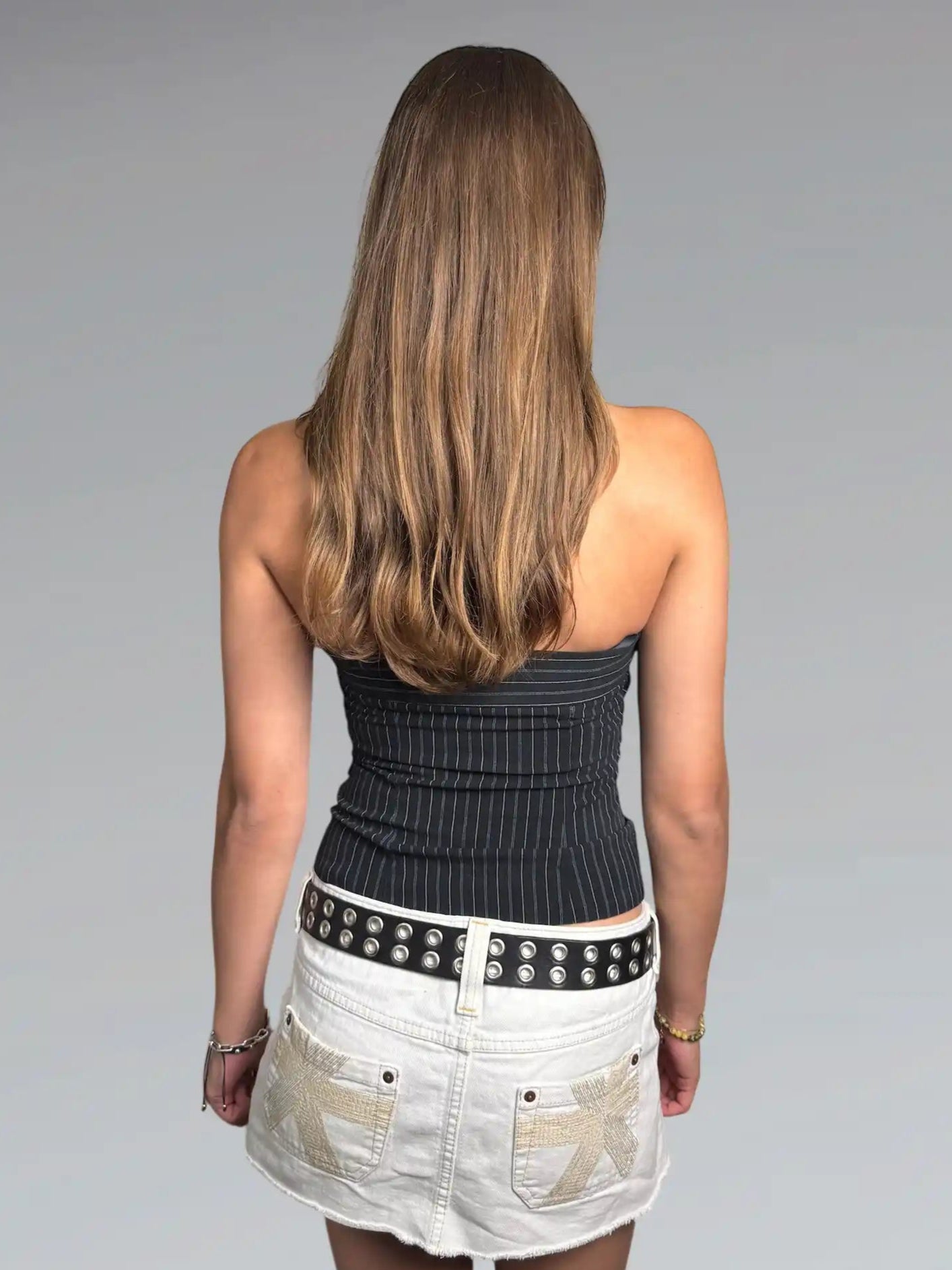 black pinstripe corset vest (S)
