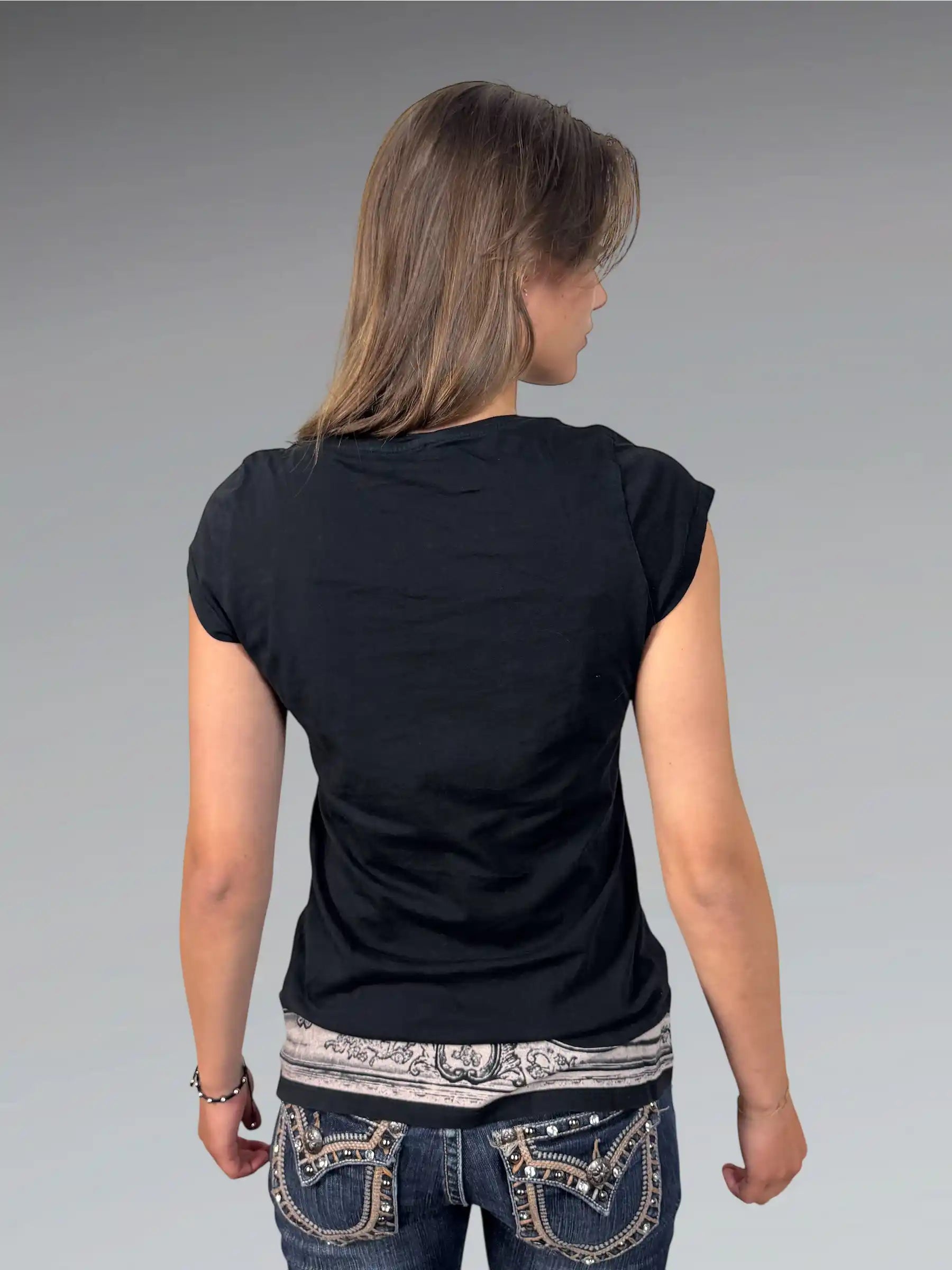 Y2K Black Skull Print Cotton Top (L)