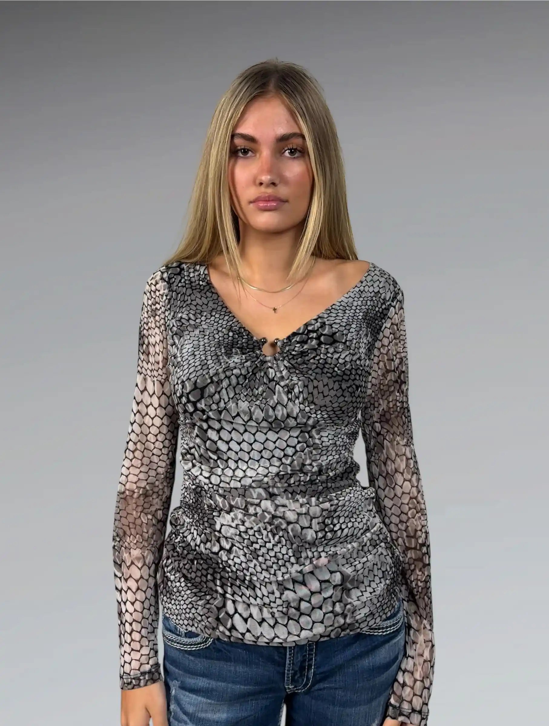 INC Snakeskin Print Vintage Top (S)