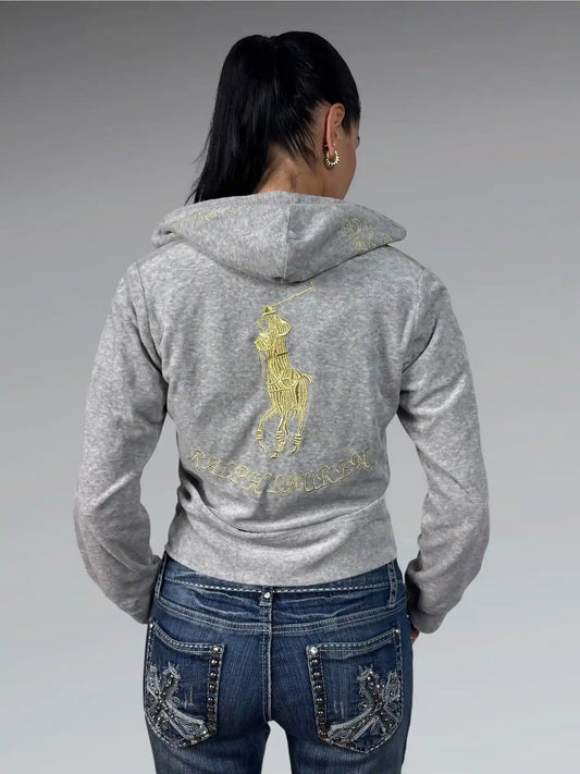 Polo Ralph Lauren Grey Hoodie with Embroidered Polo Player (L)
