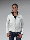 White Polo Ralph Lauren Full-Zip Sweater with Crest Embroidery (S)