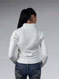 White Polo Ralph Lauren Full-Zip Sweater with Crest Embroidery (S)