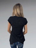 Black Sparkle Asymmetrical Hem Dress Top (M)
