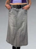 Light Grey Maxi Denim Skirt (L)