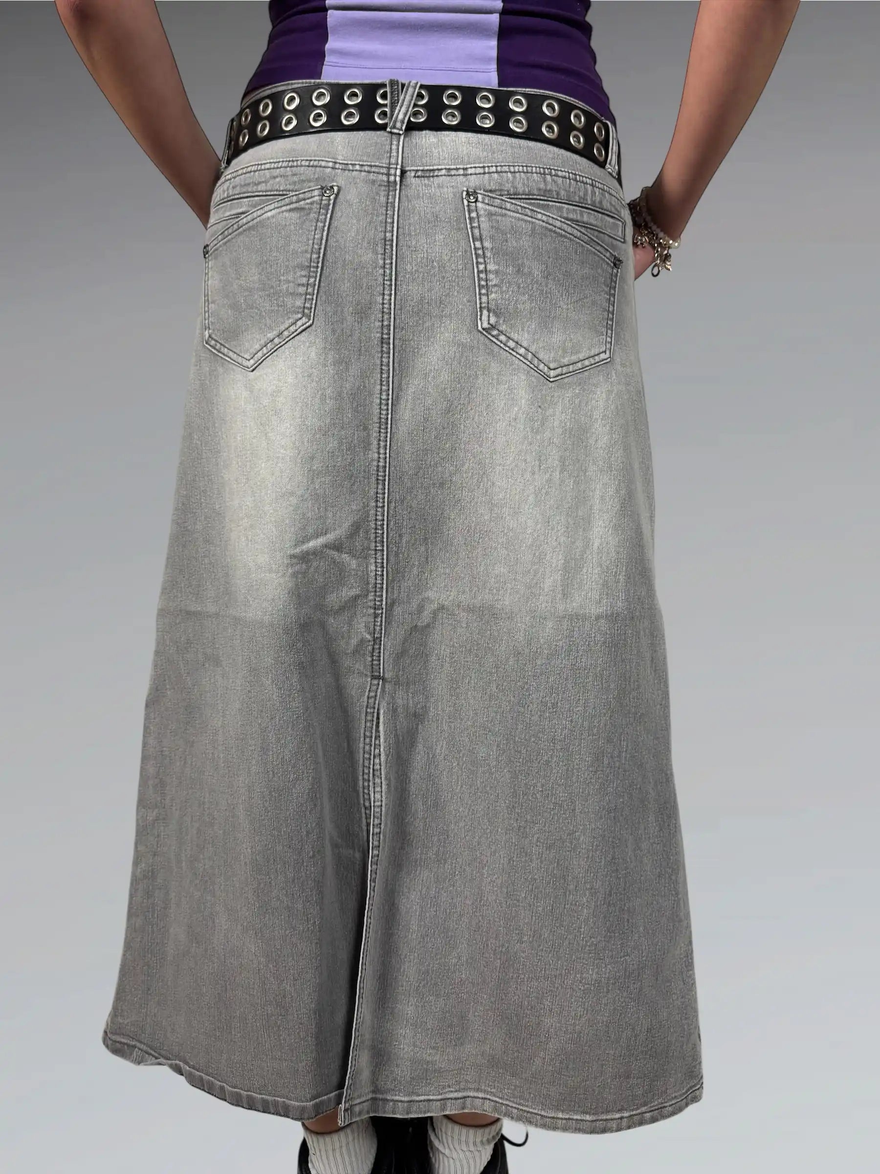Light Grey Maxi Denim Skirt (L)