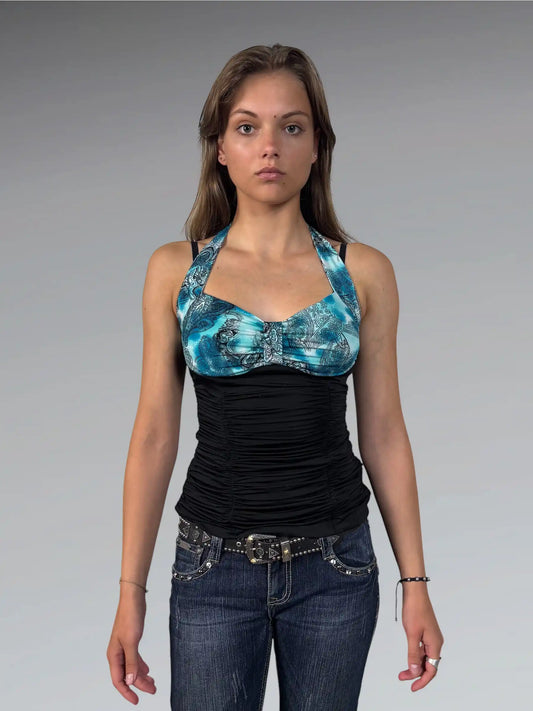 Light Blue Paisley Halter Top (S)