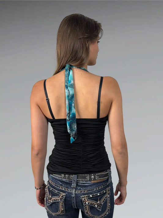 Light Blue Paisley Halter Top (S)