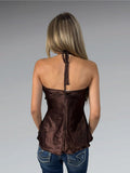 Brown Satin Halter Bustier Top (S)