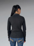 Esprit Black Ribbed Full-Zip Sweater (L)